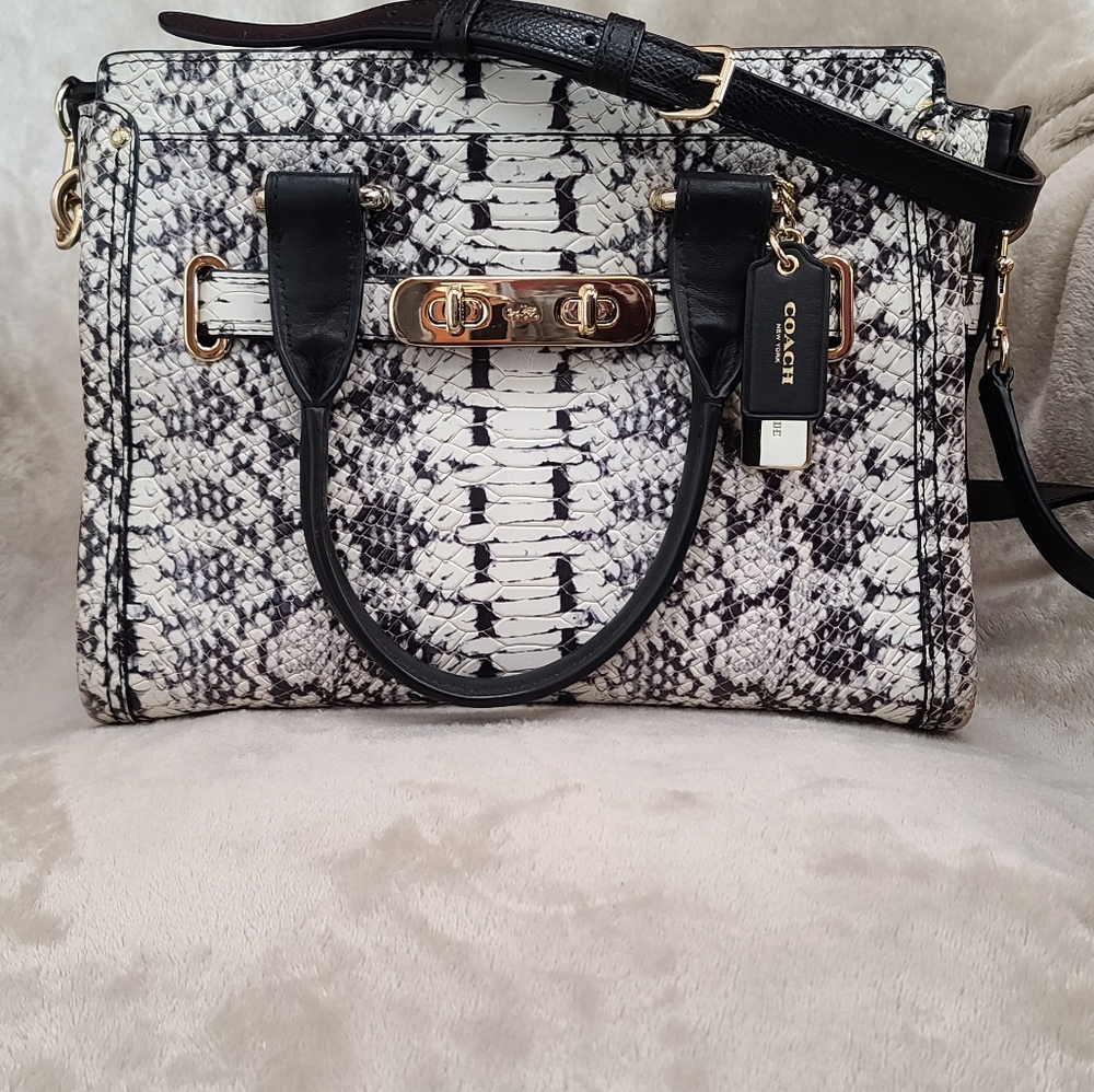 Coach snakeskin print handbag